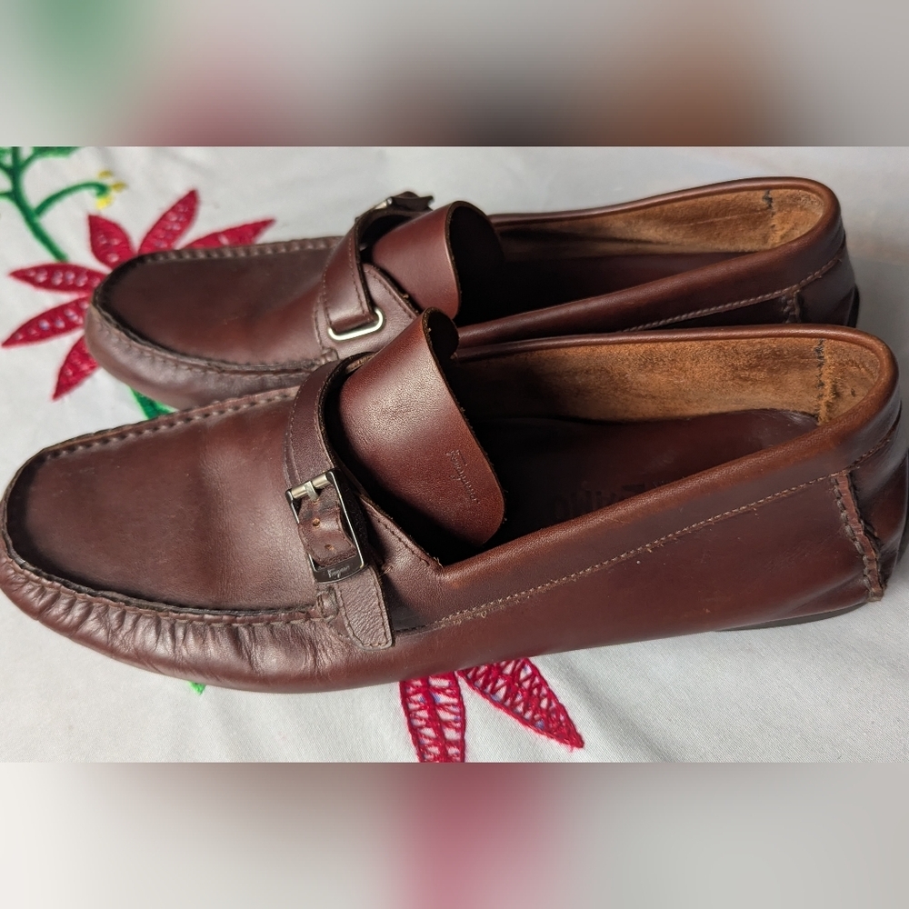 salvatore Ferragamo Fergie Men's Dark Brown Leather Loafers - Picture 3 of 7